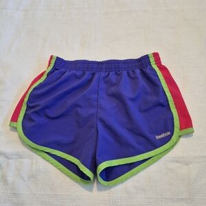 Reebok girls size Small 8-10 purple pink & lime shorts with liners VGUC